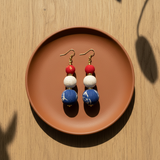 Aasha Trio Patriotic Big Beaded Kantha Handcrafted Earrings