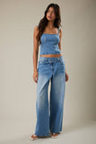 Strappy Structured Crop Top- Denim