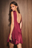 The Selena Scarf Fitted Satin Mini Dress