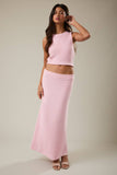 Sleeveless Round Neck Ribbed Crop Sweater Top- Light Pink