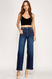 Petra High Rise Patch Pocket Wide Leg Jeans