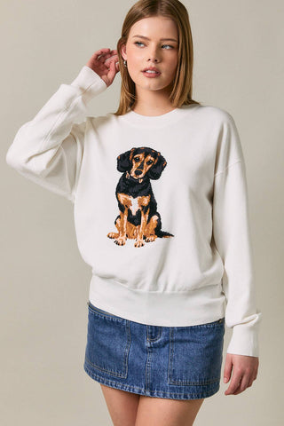 "BEAGLE" Dog Crew Neck Oversized Sweater