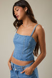 Strappy Structured Crop Top- Denim