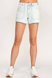 Petra High Rise Patch Pocket Shorts with Frayed Hem