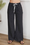 Venti6 Chambray Drawstring Pinstripe Wide Leg Pants