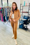 Q2 High Rise Raw Hem Flared Jeans-Brown