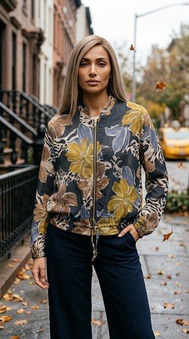 Lightweight Dark Floral Leopard Tencel Jacket