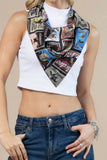 Western Blue Rodeo Horse Stamp Print  Scarf: Multi-Colored