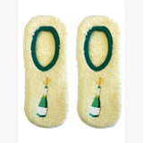 Fuzzy Slipper Socks - Popping Champagne Bottles - Yellow