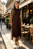 Sienna Mid Length Pleats + Tulle Cape Dress