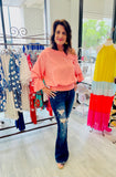 Sail Away Off - Shoulder Blouse - Coral