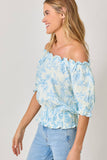 Mystree Double Gauze Printed On and Off Shoulder Top