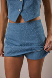 The Sabrina Denim Skort with Rhinestones