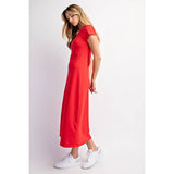Basic Brittany T-Shirt Midi Dress - Red