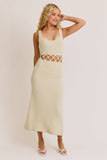 Cristina Square Neck Sleeveless Crochet Midi Dress - Cream