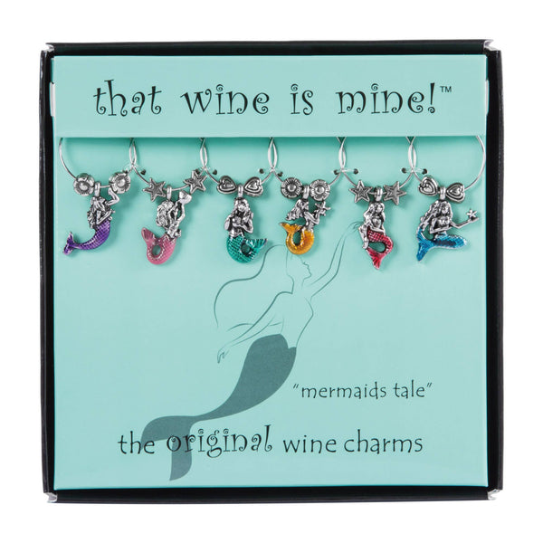6-Piece Mermaid's Tale Painted Wine Charms