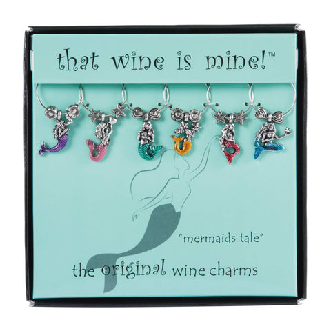 6-Piece Mermaid's Tale Painted Wine Charms