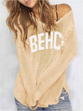 "Beach" V-Neck Hollow Knit Sweater