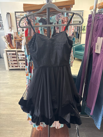 Blondie Nights Strapless Illusion Velvet Hem Cocktail Dress - Black