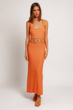 Cristina Square Neck Sleeveless Crochet Midi Dress - Cream