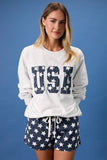 "USA" Embroidered Sweatshirt- Melange