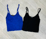 Aqua Smocked Pullover Tank Top - Black or Electric Blue