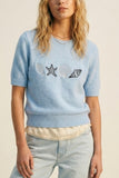 The Q2 Short Sleeve Seashell Sweater- Light Blue