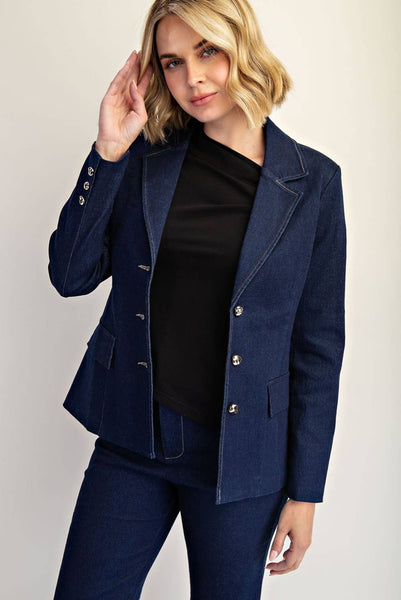 The Becky Denim Blazer - Indigo Denim