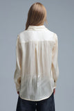 The Q2 Elegant Button Up in Satin Silk- Beige
