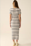 The Q2 Maxi Knitted Dress with ZigZag Detail- Cream