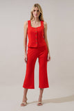 Hemary Cropped Flare Pants- Red