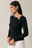 Asymmetric Notch Neck With Gold Ring Top