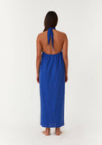 FINAL SALE Open Back Twist Halter Maxi Dress - Cobalt