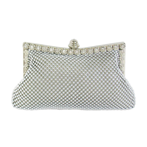 Metal Mesh Evening Clutch Bag - Flip Top Closure