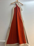 Italian Contrast Stripe Halter Maxi Dress