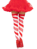 Peppermint Striped Thigh Highs: Red/White / One Size