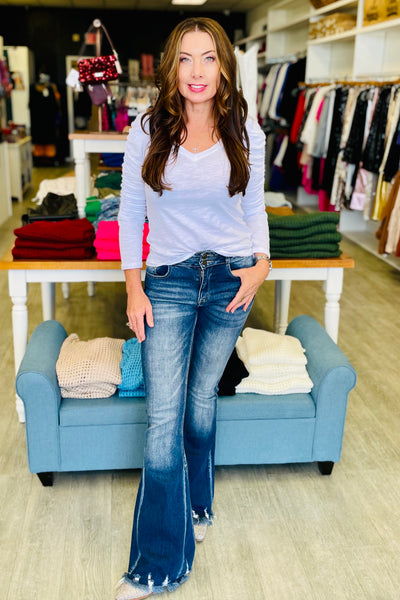 The Ruched Sleeves V-Neck Knit Top