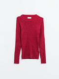 The Q2 Fitted Ribbed Sweater with Silver Thread Detail