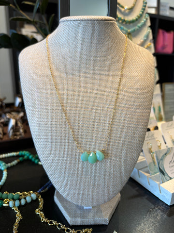 Drift by JenG Necklace: 14Kt Triple Aqua Chalcedony