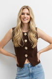 The Q2 Knitted Gold Button Vest