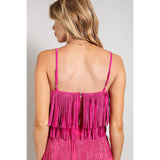 Rhinestone Suede Fringe Tank Top