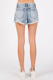 Petra153 Mid Rise Rigid Patch Denim Shorts