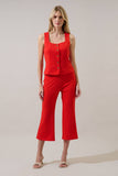 Hemary Button Down Sleeveless Top- Red