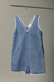 Howdy V-Neck Sleeveless Denim Romper
