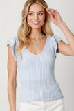 Mystree Flutter Crochet Sleeve Sweater
