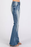 Jackie High Rise Detailed Stretch Flare Jeans - Blue