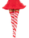 Peppermint Striped Thigh Highs: Red/White / One Size