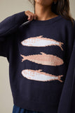 Round Neck Sardines Sweater Top- Melange