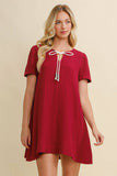 Cotton Gauze Ribbon Tie Mini Dress