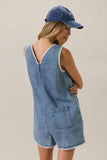 Howdy V-Neck Sleeveless Denim Romper